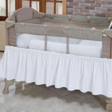 Imagem de Saia Elástica de Berço Desmontável Branca Branco Unissex - Tropical Ba