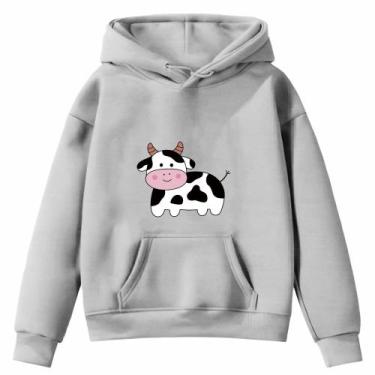 Imagem de Moletom Infantil Vaquinha Desenho Infância Bolso Canguru com Capuz - E