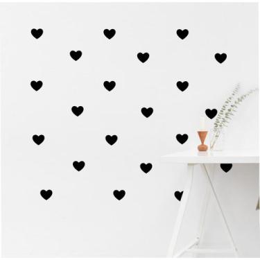 Imagem de Adesivos Corações Decorativos 100 Unidades 5cm, Preto - Create 