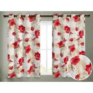 Imagem de Cortina Rústica 2,80M x 1,80M Floral Hibisco Quarto ou Sala - ibitinga