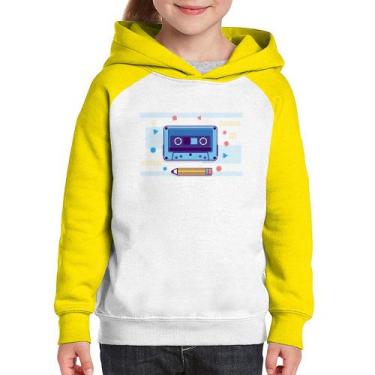 Imagem de Moletom Infantil Fita Cassete - Foca na Moda, Branco, Amarelo, 2