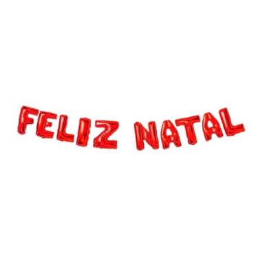 Imagem de Kit Balões Balão Metalizado Vermelho De 37 Cm - Feliz Natal - Wincy - 