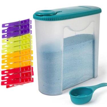 Imagem de Porta Sabão em Pó com Dosador e Pregador de Roupas Sanremo