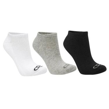 Imagem de Kit 3 Pares de Meia Masculina Olympikus Cano Curto Branco/preto/cinza,