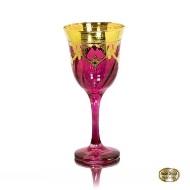 Imagem de Taça Vinho Cristal Italiano Lilás  Guirlandas em Ouro - LUXdécor