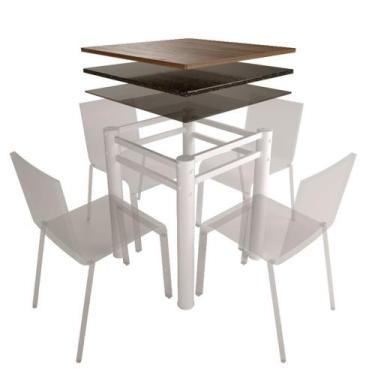 Imagem de Base Para Mesa De Vidro Jantar 4 Lugares Branca Quadrada - CromoShop