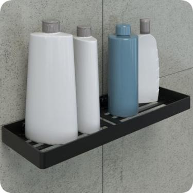 Imagem de Suporte Porta Shampoo Prateleira Preto Fosco De Parede Plus - Cromosho