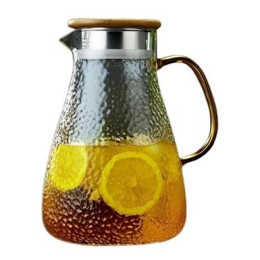 Imagem de Jarra de Vidro Borossilicato Detalhada Tampa de Bambu 1800ml - GENERIC