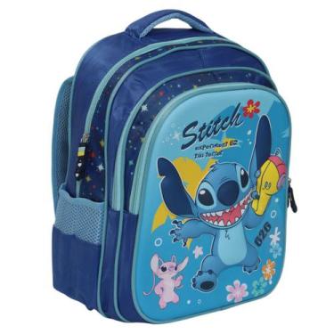 Imagem de Mochila Bolsa Escolar Stitch Alça Costas Volta As Aulas - Plike