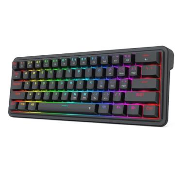 Imagem de Redragon Teclado para jogos K722 60% RGB com junta com fio, teclado mecânico compacto de 61 teclas com soquete de modificação livre, amortecimento de ruído de 3 camadas, interruptor linear