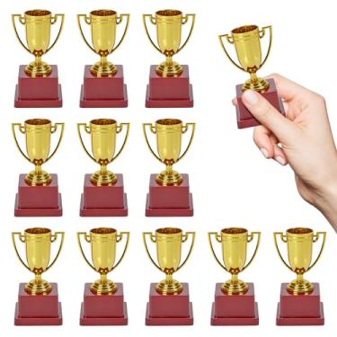 Imagem de Playbees Troféus de Plástico Fun Gold Cup 4" 12 Pack Gold Plastic Awards Competições Celebrações de Campeões Vibrações de Vitória Spelling Bee Sports Galore, Troféu de Partida da Liga de Futebol