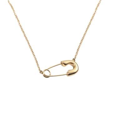 Imagem de Colar simples e grosso com pingente de alfinete de segurança para mulheres e homens, clipe de papel, charmoso, gargantilha ajustável, corrente de elos ajustáveis, joias de aniversário, Natal,