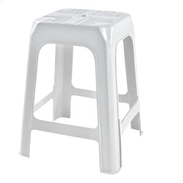 Imagem de Banqueta de Plástico Empilhável Baixa para Cozinha, Jardim e Áreas Gourmet 47cm, Branco Escritex