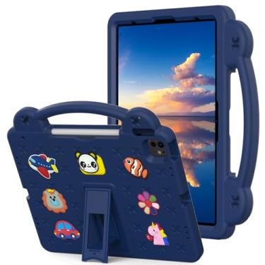 Imagem de AKABEILA Compatível com Apple iPad Pro 12.9 (2018/2020/2021/2022)/Pro 13 (2024)/Air 13 (2024), capa protetora leve à prova de choque com alça de ombro, alça de suporte e bandeja de caneta, azul