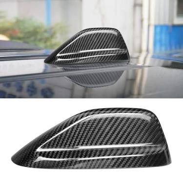 Imagem de BLAKAYA Compatível com Dodge Durango 2014-2018 Ram 2018-2024 Jeep Grand Cherokee Capa de antena com acabamento de barbatana de tubarão Acessório automotivo de fibra de carbono real (preto)