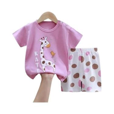 Imagem de Conjunto de Agasalho Casual de Verão para Meninas - Camiseta e Shorts 