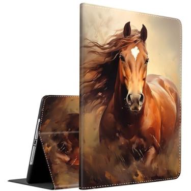 Imagem de Capa para Samsung Galaxy Tab S10 Plus 2024/ S9 Plus/S9 FE Plus 5G 12,4 polegadas 2023, suporte inteligente multi-ângulo, hibernar/despertar automático para tablet S10+/S9+/S9 FE+, Wild Horse