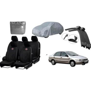 Imagem de Kit Automotivo: Capa de Couro Marea 96-07 + Capa de Cobrir + Limpador 