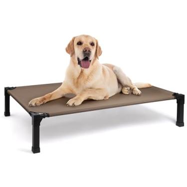 Imagem de Heeyoo Cama elevada para cães, berço elevado refrescante, à prova de mastigação, tela respirável, lavável e armação de metal, cama portátil para cães com pés antiderrapantes para uso externo ou