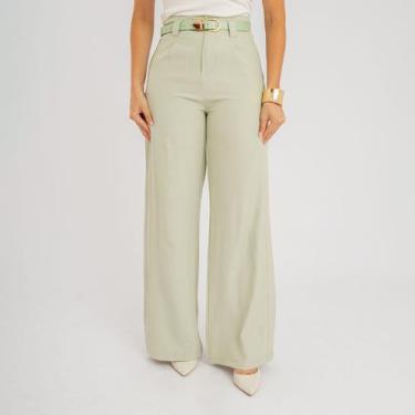 Imagem de Calça susie pantalona com cinto feminina - Susie Modas, Verde, G