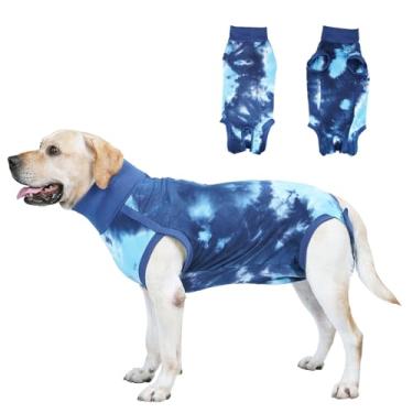 Imagem de pangdi Terno de recuperação para cães após cirurgia, Spay Suit feminino e castrado masculino, macacão para cães pós-cirúrgicos, feridas abdominais e condições de pele, azul, XGG