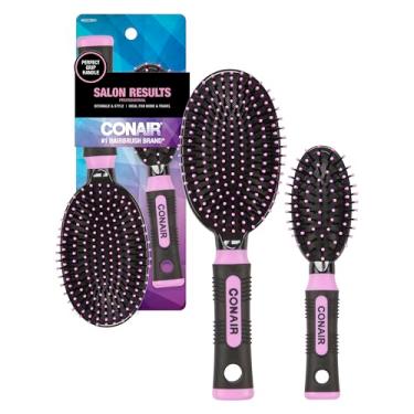 Imagem de Conair Conjunto de escovas de cabelo Salon Results - Escova de cabelo para viagem - Escovas de cabelo para todos os tipos de cabelo - Tamanho de viagem + Escova de tamanho normal