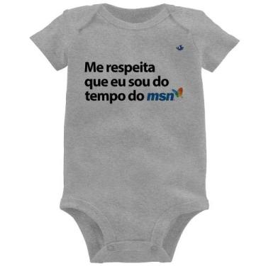 Imagem de Body Bebê Me respeita que eu sou da época do msn - Foca na Moda, Cinza