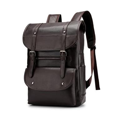 Imagem de Mochila vintage retrô para homens bolsas masculinas de grande capacidade para laptop mochilas de couro bolsas de viagem para homens(Dark brown)
