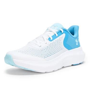 Imagem de Under Armour Tênis feminino Grade School Rogue 5, (100) branco/azul éter/stream, 6.5 Big Kid