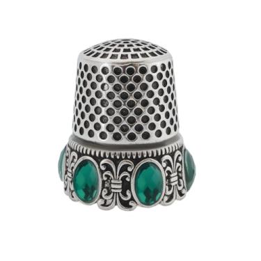 Imagem de SG Store 1 peça de protetor de dedo de dedal de metal vintage 24 x 20 mm para bordado e reparo de bordado (prata)