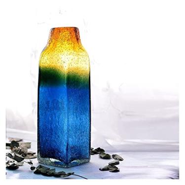 Imagem de Vaso Vaso multicolorido feito à mão terrário vaso de vidro colorido para decoração de casamento decoração de casa vasos de mesa para flores Vaso de flores(Grande)