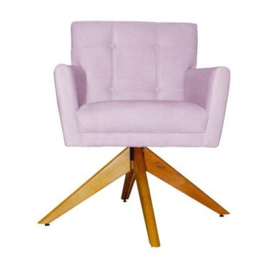 Imagem de Poltrona Decorativa Onix com Pés Giratórios - Fina Mobília, Lilás