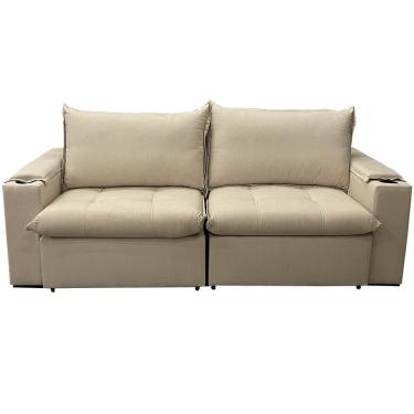 Imagem de Sofá Cama Julia 4 Lugares Retrátil Tecido Linho 220cm Zarat Cor Bege