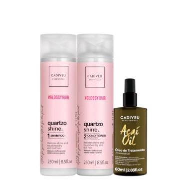 Imagem de Kit Cadiveu Essentials Quartzo Shine Shampoo Condicionador e Açaí Oil 60 (3 produtos)