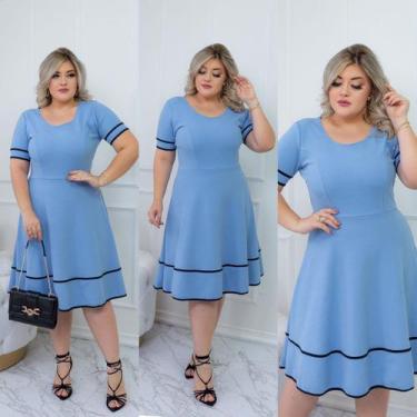 Imagem de Vestido Evangélico Feminino Midi Godê Festa Igreja Barato Oferta Ataca