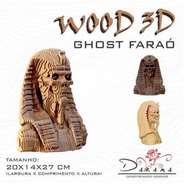 Imagem de  Quebra cabeças 3D Cabeça Enfeite GHOST FARAO Busto MDF 3mm NATURAL - 