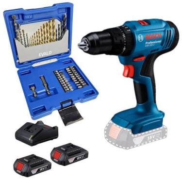 Imagem de Parafusadeira Furadeira Impacto 56Nm 2 Baterias BOSCH e Estojo 41 Peça