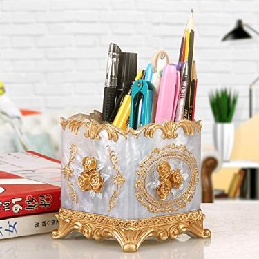 Imagem de Porta-lápis europeu dourado, luxuoso, com decoração de cervo, base de 1,2 m, caneta, papelaria, pincel de maquiagem, organizador de mesa, ornamentos (J)