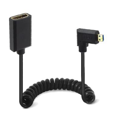 Imagem de Kework Cabo enrolado micro HDMI para HDMI de 1,2 m com extensão 8K a 60Hz, micro HDMI 2.1 macho para HDMI 2.1 fêmea extensor adaptador escudo espiral cabo de mola, alta velocidade de 48 Gbps, Ultra
