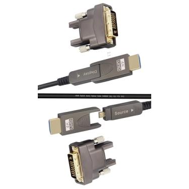 Imagem de Cabo adaptador HDMI AD + DVI D 23 m, fibra ótica, removível, micro HDMI para DVI 18Gbps ultra velocidade, fino flexível, longo estendido, para projetor de TV, Xbox PS