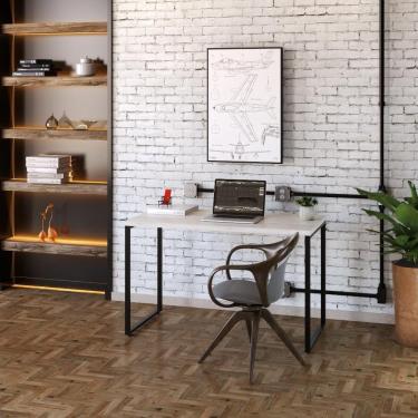 Imagem de Mesa Office 120X60X75Cm Snow / Est. Preta Snow / Est. Preta