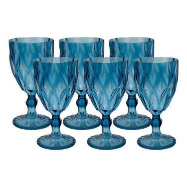 Imagem de Jogo 6 Taças De Acrílico Azul Diamond Plástico 330ml Lyor - LYOR_CJ