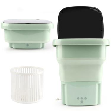 Imagem de Máquina de lavar portátil, mini lavadora dobrável de grande capacidade de 15 L, pequena máquina de lavar para apartamentos, viagens, lavanderia, acampamento, trailer, dormitório, verde
