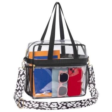 Imagem de Paxiland Bolsa transparente para eventos de estádio 30 x 15 x 30 cm, bolsa transparente com alça reforçada, bolsa transparente para shows esportivos - alça de vaca