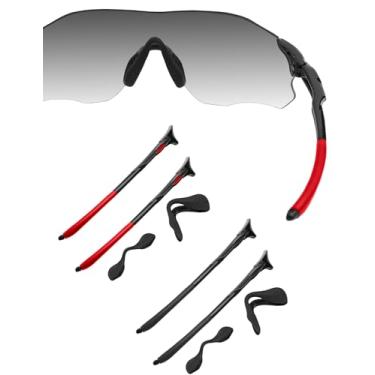 Imagem de HILEEN Óculos de sol pretos de substituição para óculos de sol Oakley EVZero Path Pitch Range Stride - preto + vermelho