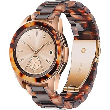 Imagem de Omter Pulseira de resina de 20 mm compatível com Samsung Galaxy Watch de 42 mm/Gear Sport/Watch 4 Classic de 42 mm + bisel (tom tartaruga)