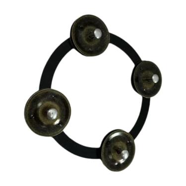 Imagem de Almencla 5.5 "Montável prato hi chapéu de pandeiro de tamborino Bright Som Conjunto de tambor acessório com sinos, Preto