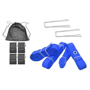 Imagem de YIJU Linhas de vôlei de praia para areia com linhas de marcação portáteis de troca de saco de traço Defina o kit de marcador de corte para a praia de, Azul