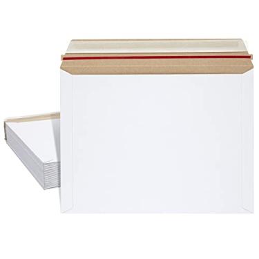 Imagem de Pacote com 25 envelopes rígidos 22 x 30 cm com vedação autoadesiva, envelopes de papelão branco a granel resistente de 450 g/m2 para envio de fotos, revistas, quadrinhos, impressões artísticas,
