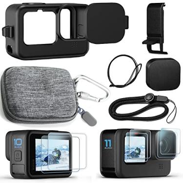 Imagem de OKFUN Accessories Kit for Go Pro Hero12/Hero11/Hero10/Hero9 Black,Carrying Case+Silicone Case with Rubber Lens Cover+Screen Protector+Battery Side Cover+Lens Cover Cap+Lanyard for Hero12/11/10/9 Black
